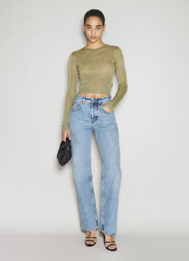 Saint Laurent 罗纹针织短款上衣 绿色 sla0255021
