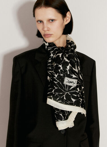 Leave Print Scarf Saint Laurent Leave Print Scarf Black sla0255077
