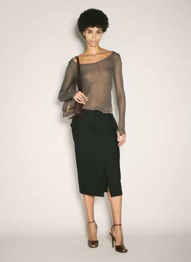 Saint Laurent シルクペンシルスカート  ブラック sla0257027