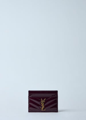 Saint Laurent Logo Plaque Leather Cardholder Red sla0258031