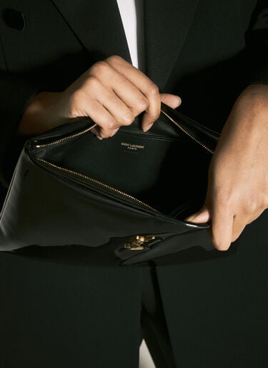 Saint Laurent Large Patent Pouch Black sla0258033