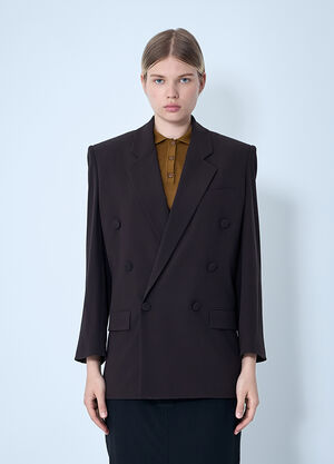 Saint Laurent Silk Blazer Brown sla0258062