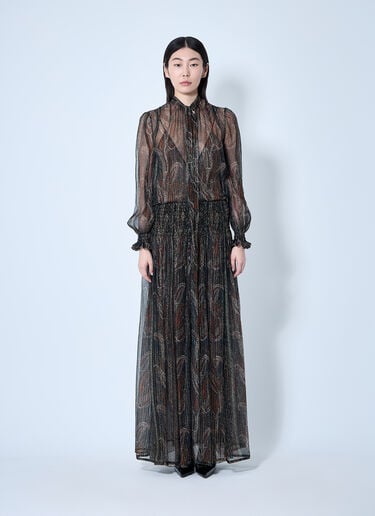 Saint Laurent Lavallière Paisley Silk Crepon Maxi Dress Black sla0259001