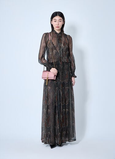 Saint Laurent Lavallière Paisley Silk Crepon Maxi Dress Black sla0259001
