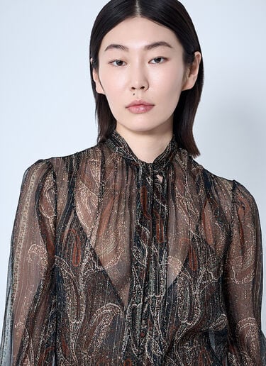 Saint Laurent Lavallière Paisley Silk Crepon Maxi Dress Black sla0259001