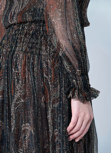 Lavallière Paisley Silk Crepon Maxi Dress Saint Laurent Lavallière Paisley Silk Crepon Maxi Dress Black sla0259001