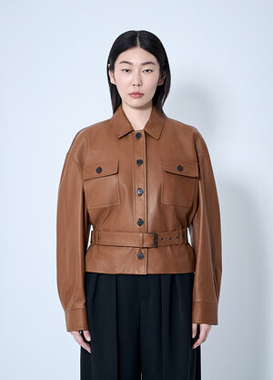 Saint Laurent 사하리엔느 쇼트 가죽 재킷  베이지 sla0259013