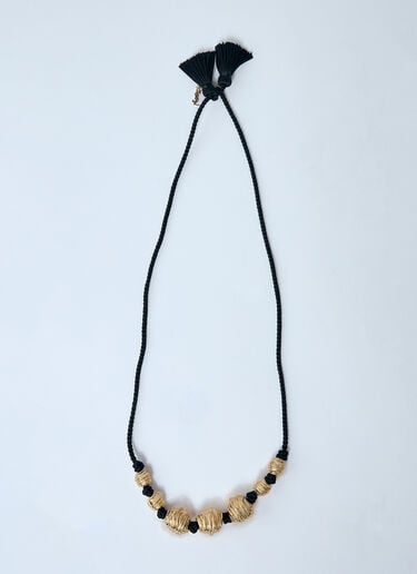 Saint Laurent Metal And Tassel Necklace Black sla0259047