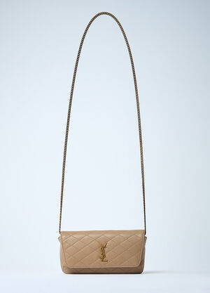 Saint Laurent Gaby Chain Phone Holder Beige sla0259086