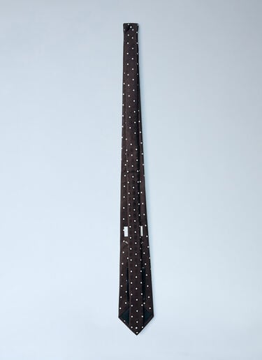 Saint Laurent Dotted Silk Tie Black sla0260022