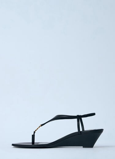 Saint Laurent Logo Motif Wedge Sandals Black sla0260033