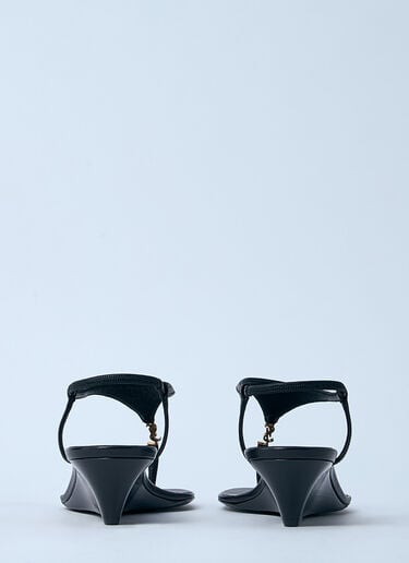 Saint Laurent Logo Motif Wedge Sandals Black sla0260033