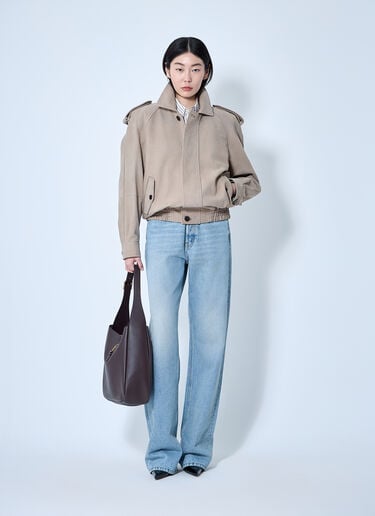 Saint Laurent Numbuck Bomber Jacket Cream sla0260076