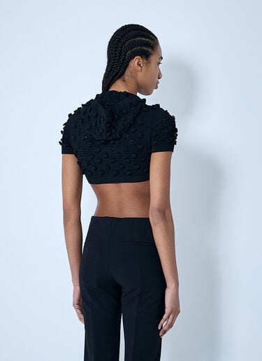 Sportmax 후드 오픈 니트 크롭 탑  블랙 spx0260009