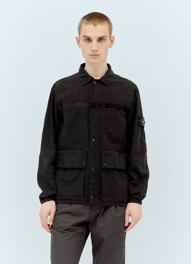 亚麻混纺衬衫夹克 Stone Island 亚麻混纺衬衫夹克 黑色 sto0156031