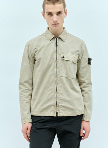 Stone Island 로고 패치 오버셔츠 베이지 sto0156048