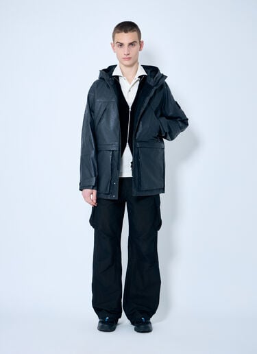 Stone Island レザーオーガンザ フードジャケット ブラック sto0160001