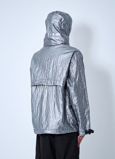 Stone Island コンパスパッチ付きメタリックジャケット シルバー sto0160025
