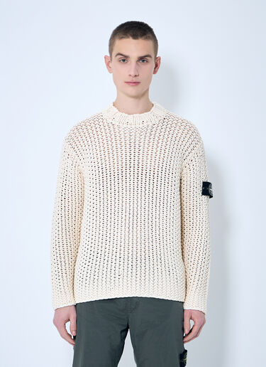 Stone Island UV-Reactive Crochet Sweater Beige sto0160039