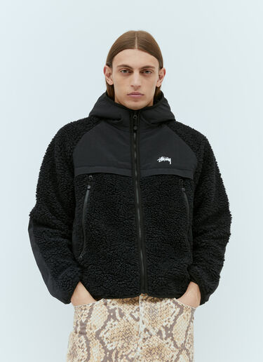 Stüssy 羊羔绒拼接连帽夹克  黑色 sts0153001