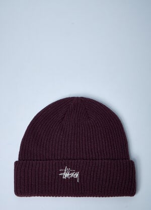 Stüssy Logo Motif Beanie Hat Burgundy sts0350017
