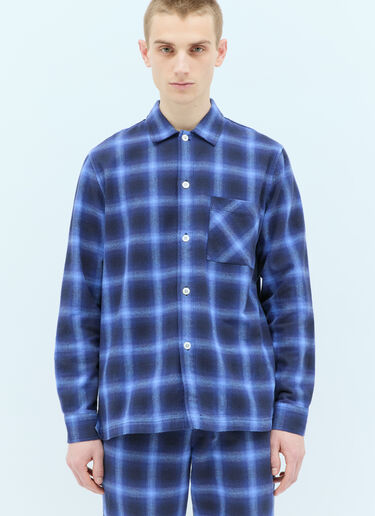 Tekla Plaid Pyjama Shirt Blue tek0355008