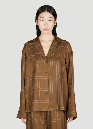 モノグラム シルク パジャマ トップ TOTEME モノグラム シルク パジャマ トップ ブラウン tot0253027