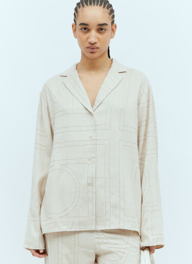 Monogram Flannel Pyjama Top TOTEME Monogram Flannel Pyjama Top Beige tot0255035