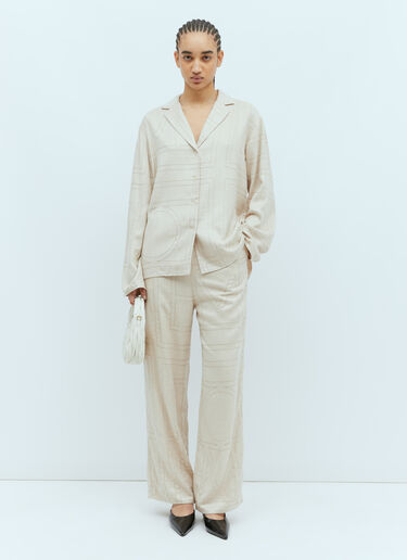Monogram Flannel Pyjama Top TOTEME Monogram Flannel Pyjama Top Beige tot0255035