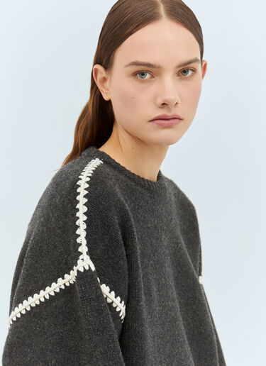 TOTEME Embroidered Wool Cashmere Sweater Grey tot0259026