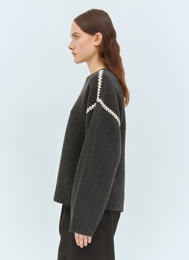 Embroidered Wool Cashmere Sweater TOTEME Embroidered Wool Cashmere Sweater Grey tot0259026