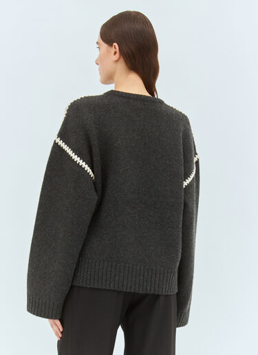 TOTEME Embroidered Wool Cashmere Sweater Grey tot0259026