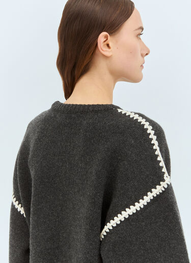 Embroidered Wool Cashmere Sweater TOTEME Embroidered Wool Cashmere Sweater Grey tot0259026