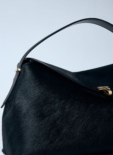 TOTEME Tロック ポニーヘア トップハンドルバッグ  ブラック tot0259031