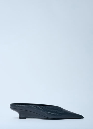 TOTEME Sharp Lizard-Embossed Wedge Mules Black tot0259032