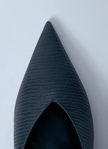 TOTEME Sharp Lizard-Embossed Wedge Mules Black tot0259032