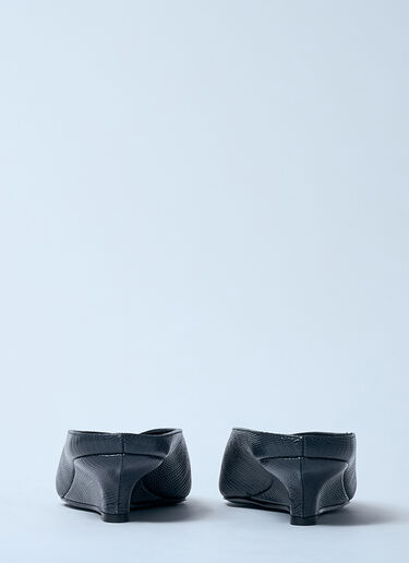 TOTEME Sharp Lizard-Embossed Wedge Mules Black tot0259032