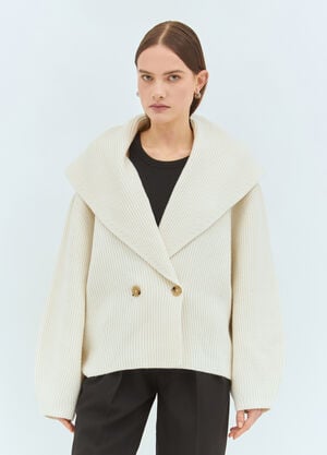 TOTEME Shawl-Lapel Cardigan Cream tot0259043