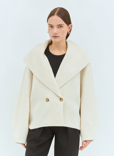 TOTEME Shawl-Lapel Cardigan Cream tot0259043