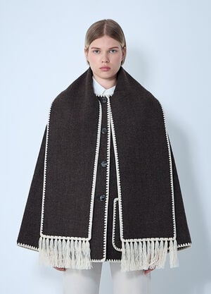 TOTEME Embroidered Scarf Jacket Brown tot0261018