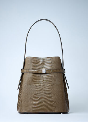 TOTEME Leather Belted Bucket Bag Olive tot0261030