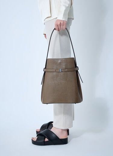 TOTEME Leather Belted Bucket Bag Olive tot0261030