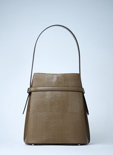 TOTEME Leather Belted Bucket Bag Olive tot0261030