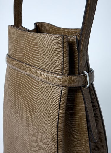 TOTEME Leather Belted Bucket Bag Olive tot0261030
