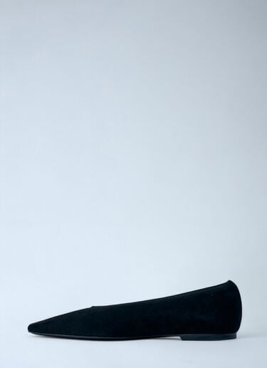 TOTEME 미니멀리스트 스웨이드 발레리나 플랫  블랙 tot0261037