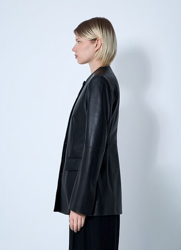 TOTEME Collarless Leather Jacket Black tot0261041