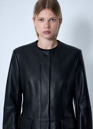 TOTEME Collarless Leather Jacket Black tot0261041