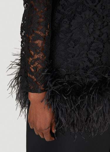 Valentino 레이스 페더 트림 탑 블랙 val0249009