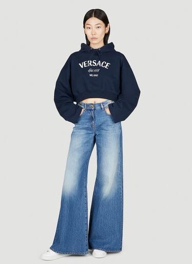 밀라노 스탬프 크롭 후드티셔츠 Versace 밀라노 스탬프 크롭 후드티셔츠 블루 ver0255010