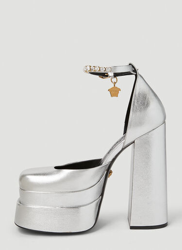 Versace Medusa Aevitas 金属色厚底高跟鞋 银色 vrs0251028